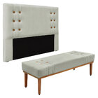 Kit Cabeceira E Calçadeira Recamier King 1 95m Gênova Veludo