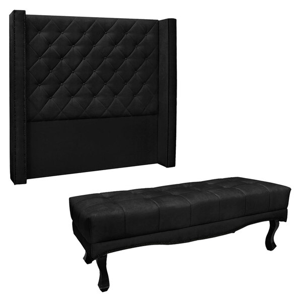 Kit Cabeceira E Calçadeira Recamier King 1 95m Vicenza Suede