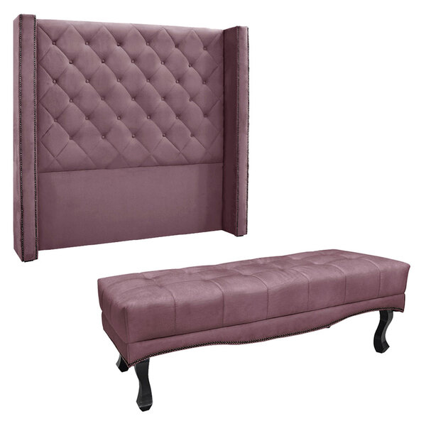 Kit Cabeceira E Calçadeira Recamier King 1 95m Vicenza Veludo