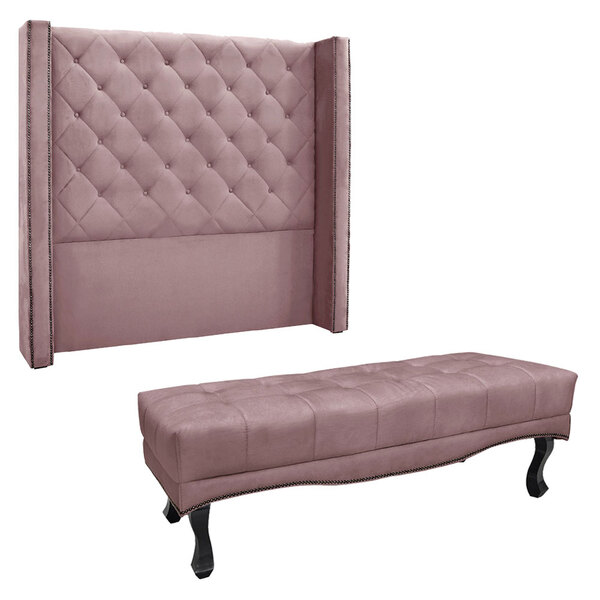 Kit Cabeceira E Calçadeira Recamier King 1 95m Vicenza Veludo