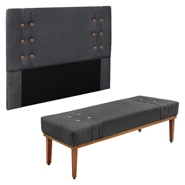 Kit Cabeceira E Calçadeira Recamier Queen 1 60m Gênova Suede