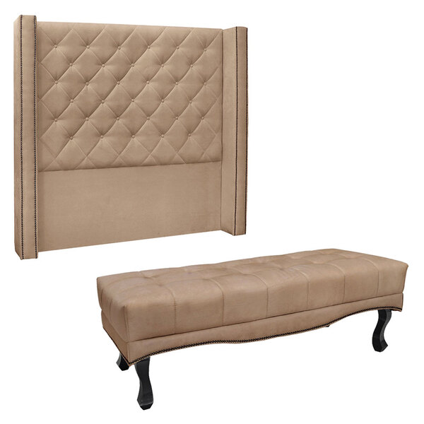 Kit Cabeceira E Calçadeira Recamier Queen 1 60m Vicenza Suede