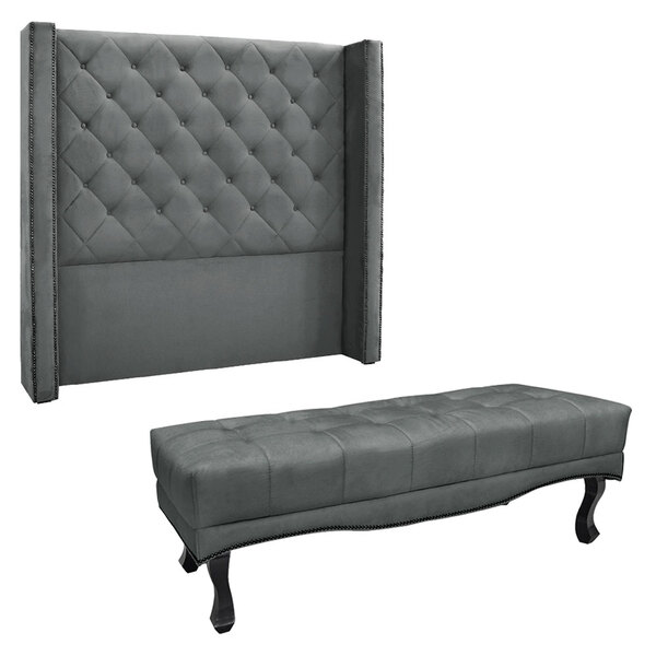 Kit Cabeceira E Calçadeira Recamier Queen 1 60m Vicenza Velud