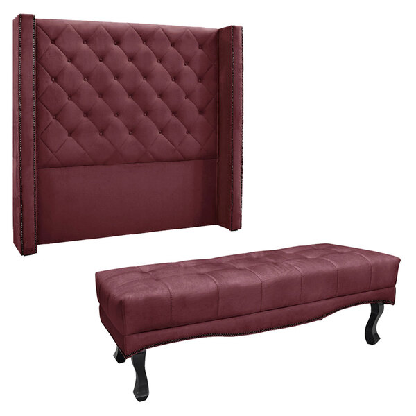 Kit Cabeceira E Calçadeira Recamier Queen 1 60m Vicenza Velud