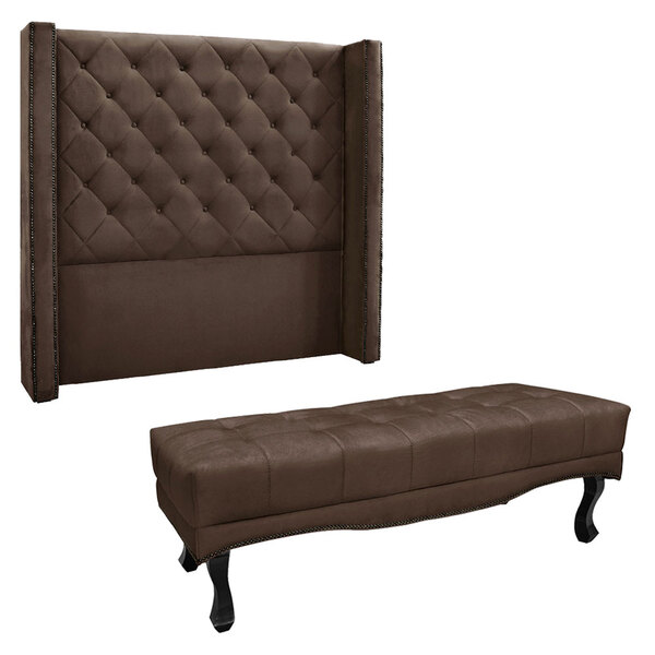 Kit Cabeceira E Calçadeira Recamier Queen 1 60m Vicenza Velud