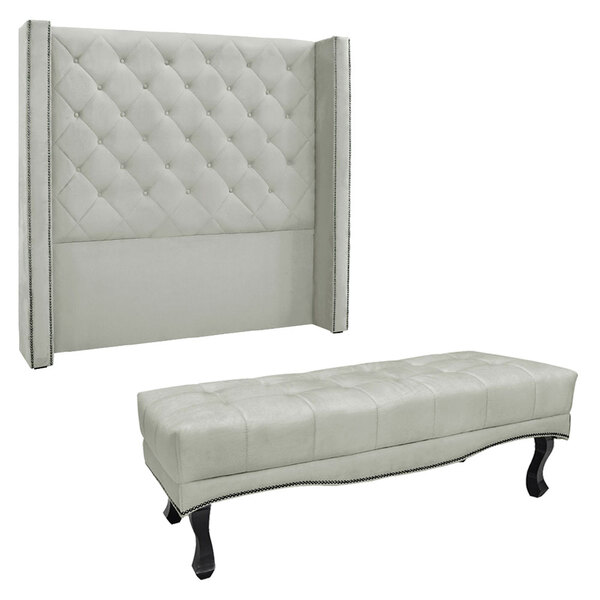 Kit Cabeceira E Calçadeira Recamier Queen 1 60m Vicenza Velud