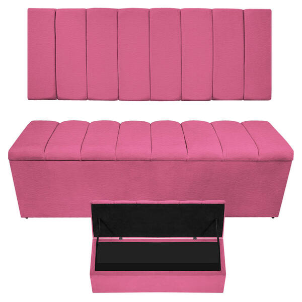 Kit Cabeceira E Calçadeira Sevilha P02 140 Cm Casal Corano Pi