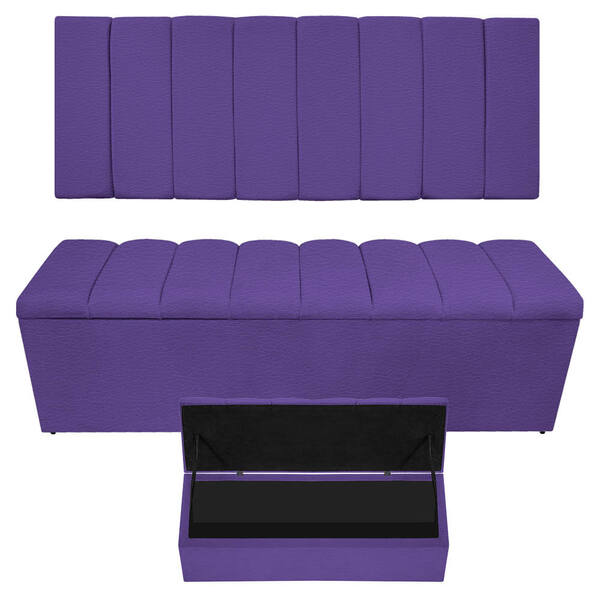 Kit Cabeceira E Calçadeira Sevilha P02 140 Cm Casal Corano Ro