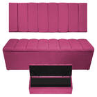 Kit Cabeceira E Calçadeira Sevilha P02 140 Cm Casal Suede Pin