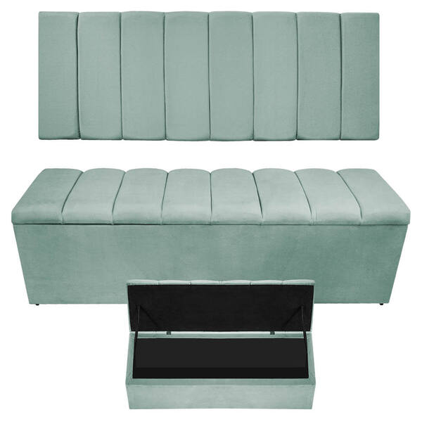 Kit Cabeceira E Calçadeira Sevilha P02 160 Cm Queen Size Linh