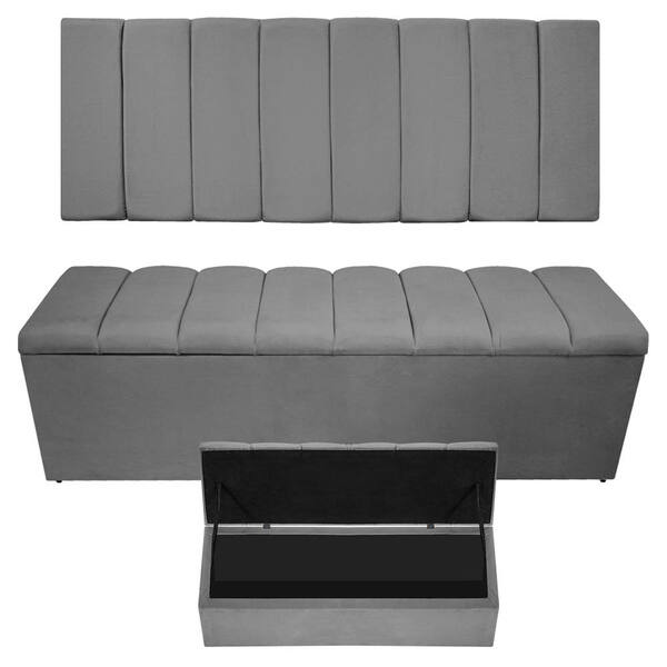 Kit Cabeceira E Calçadeira Sevilha P02 160 Cm Queen Size Sued