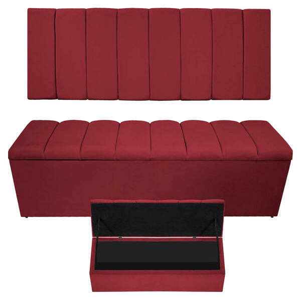 Kit Cabeceira E Calçadeira Sevilha P02 160 Cm Queen Size Sued