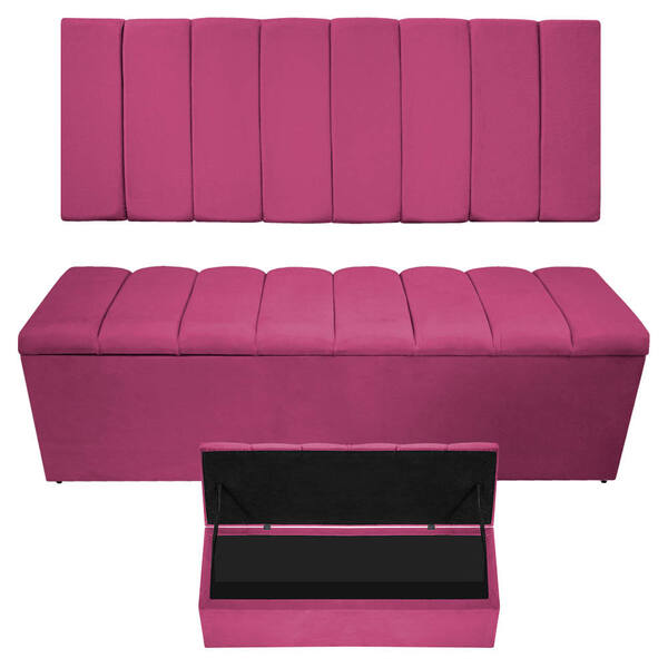 Kit Cabeceira E Calçadeira Sevilha P02 195 Cm King Size Suede