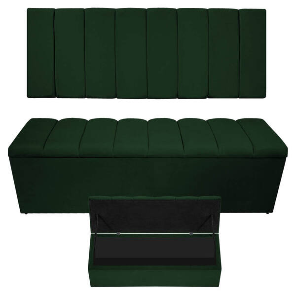 Kit Cabeceira E Calçadeira Sevilha P02 195 Cm King Size Suede