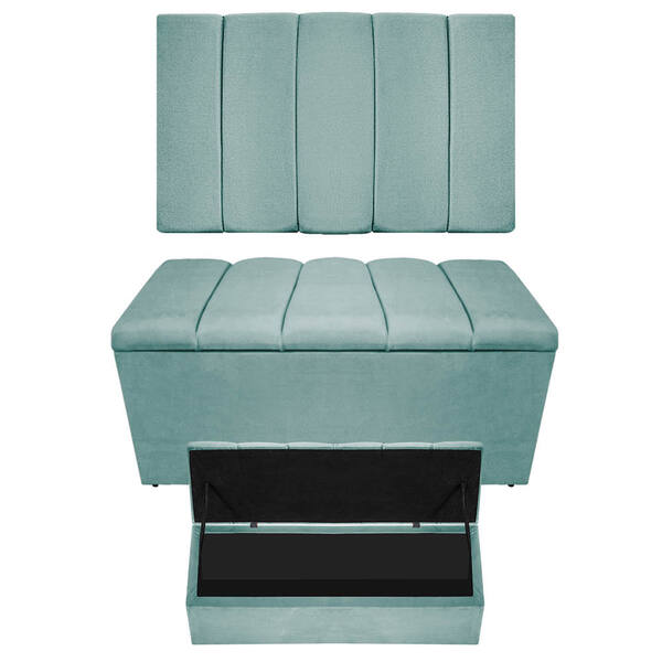 Kit Cabeceira E Calçadeira Sevilha P02 90 Cm Solteiro Suede A