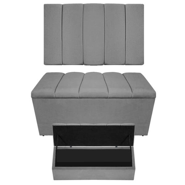 Kit Cabeceira E Calçadeira Sevilha P02 90 Cm Solteiro Suede C