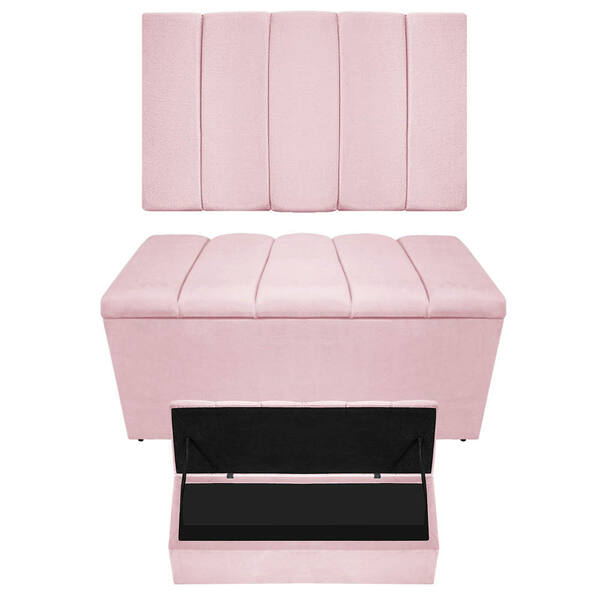 Kit Cabeceira E Calçadeira Sevilha P02 90 Cm Solteiro Suede R