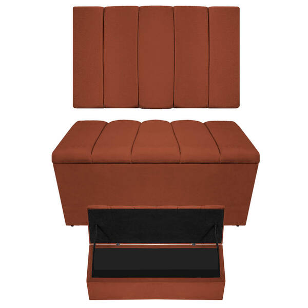 Kit Cabeceira E Calçadeira Sevilha P02 90 Cm Solteiro Suede T