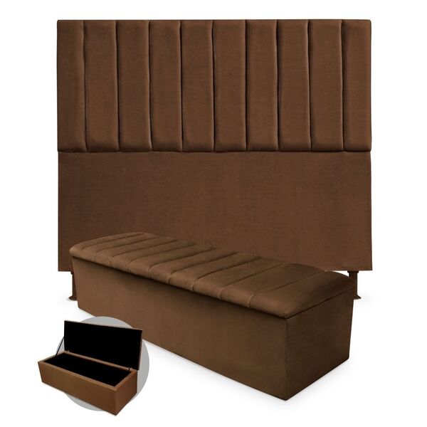 Kit Cabeceira E Calçadeira Solteiro 90 Cm Cancun Platinum Dec