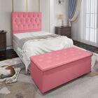 Kit Cabeceira E Calçadeira Solteiro 90 Cm Madri Suede Rosa