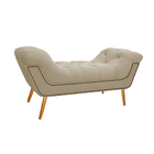 Kit Cabeceira E Calçadeira Veneza 100 Cm Solteiro Corano Bege