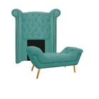 Kit Cabeceira E Calçadeira Veneza 100 Cm Solteiro Suede Azul