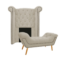 Kit Cabeceira E Calçadeira Veneza 100 Cm Solteiro Suede Bege