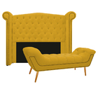 Kit Cabeceira E Calçadeira Veneza 140 Cm Casal Corano Amarelo