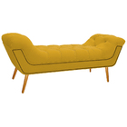 Kit Cabeceira E Calçadeira Veneza 140 Cm Casal Corano Amarelo