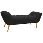 Kit Cabeceira E Calçadeira Veneza 140 Cm Casal Suede Preto -