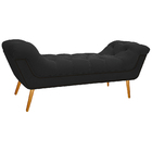Kit Cabeceira E Calçadeira Veneza 140 Cm Casal Suede Preto -