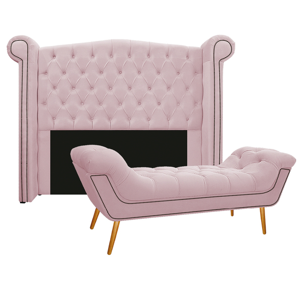 Kit Cabeceira E Calçadeira Veneza 160 Cm Queen Size Corano Ro