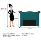 Kit Cabeceira E Calçadeira Veneza 160 Cm Queen Size Suede Azu