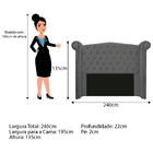 Kit Cabeceira E Calçadeira Veneza 195 Cm King Size Suede Cinz