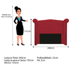 Kit Cabeceira E Calçadeira Veneza 195 Cm King Size Suede Verm