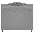 Kit Cabeceira E Calçadeira Yasmim 140 Cm Casal Corano Cinza -