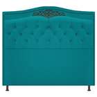 Kit Cabeceira E Calçadeira Yasmim 140 Cm Casal Suede Azul Tur