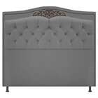 Kit Cabeceira E Calçadeira Yasmim 140 Cm Casal Suede Cinza -