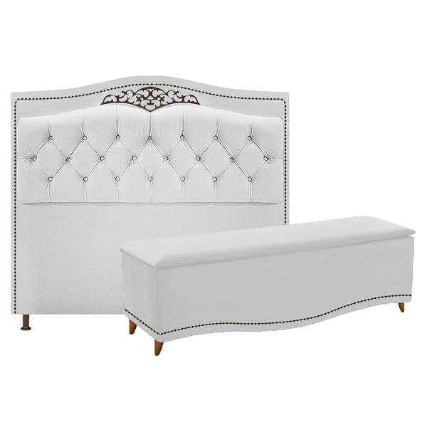 Kit Cabeceira E Calçadeira Yasmim 160 Cm Queen Size Suede Bra