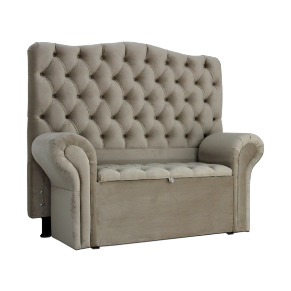 Kit Cabeceira E Recamier Baú De Cama Box Casal 138 Cm Alpes L