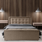 Kit Cabeceira E Recamier Baú Estofado Veneza Diamond Linho Be