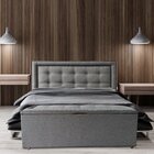 Kit Cabeceira E Recamier Baú Estofado Veneza Diamond Linho Ci