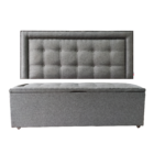 Kit Cabeceira E Recamier Baú Estofado Veneza Diamond Linho Ci