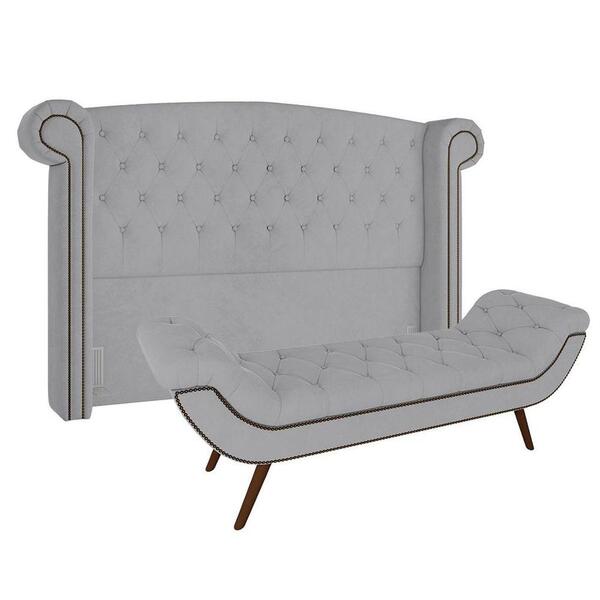 Kit Cabeceira Estofada Box King E Recamier 195 Cm Tca 940