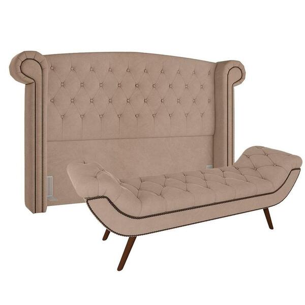 Kit Cabeceira Estofada Box Queen E Recamier 160 Cm Tca 941