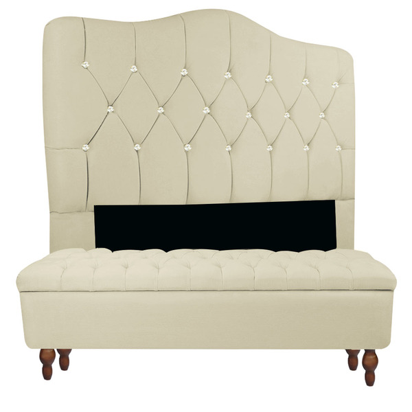 Kit Cabeceira Estofada Com Botão Cristal Para Cama Box Soltei