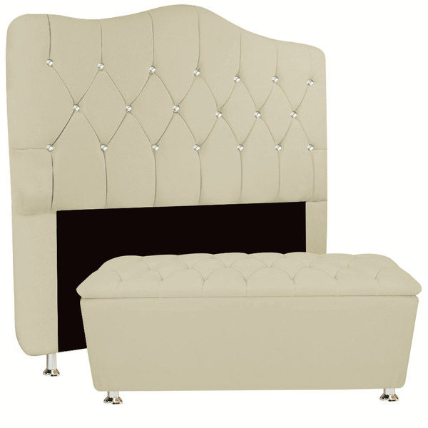 Kit Cabeceira Estofada Com Botão Cristal Para Cama Box Soltei