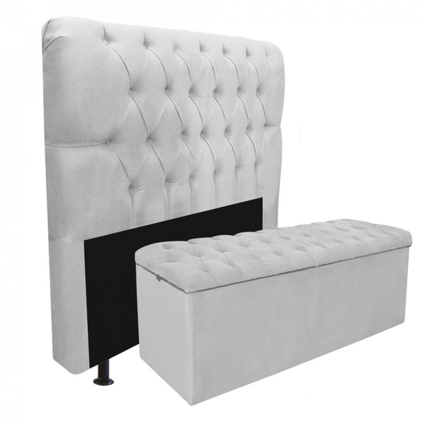 Kit Cabeceira Estofada E Calçadeira Recamier Paris 140cm Casa