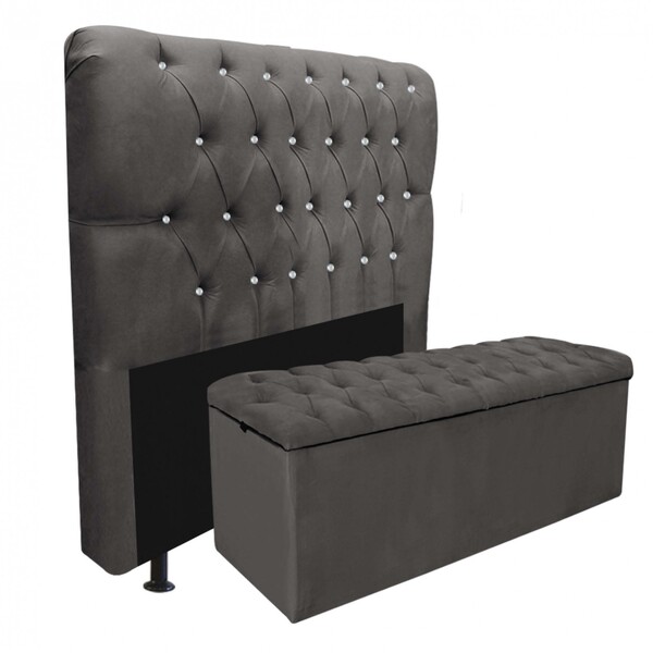 Kit Cabeceira Estofada E Calçadeira Recamier Paris 140cm Casa