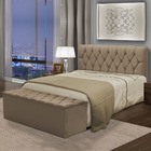 Kit Cabeceira Istambul+ Calçadeira Itália Casal 140 Cm Suede